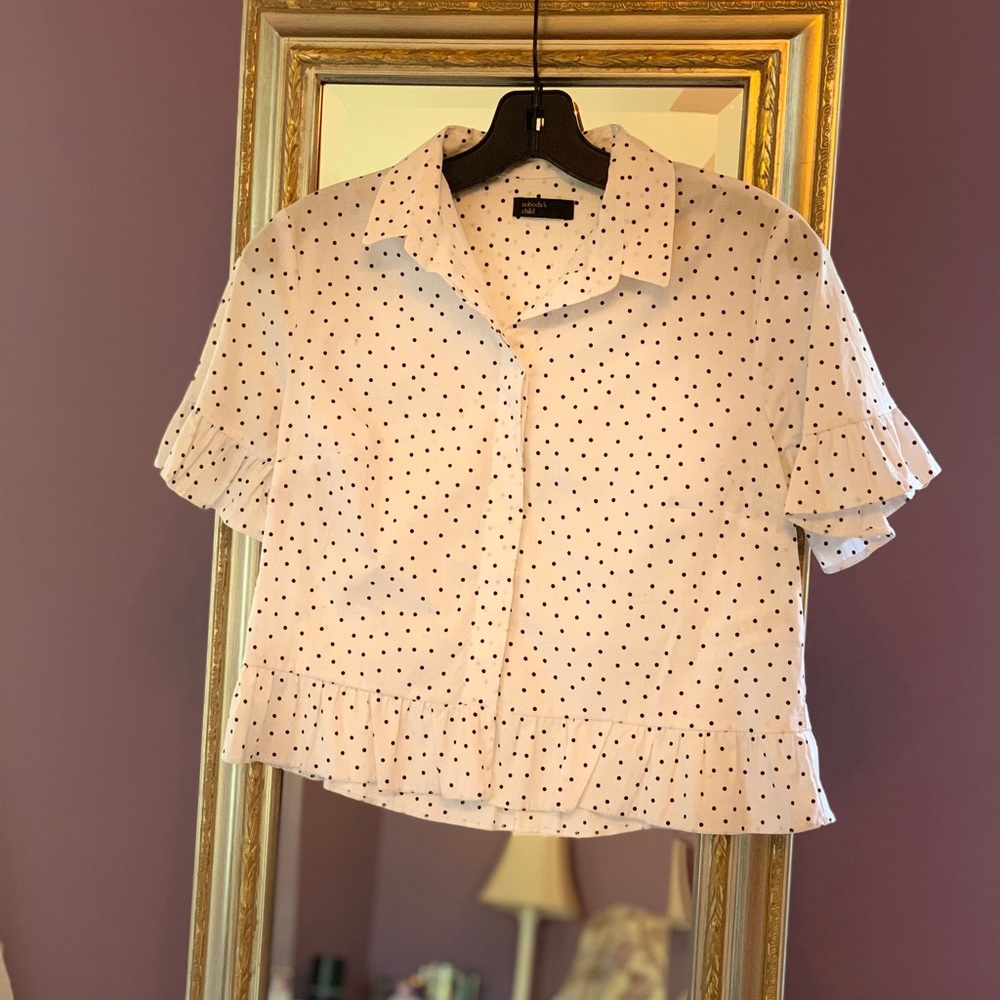 Cropped Polka Dot Button Down